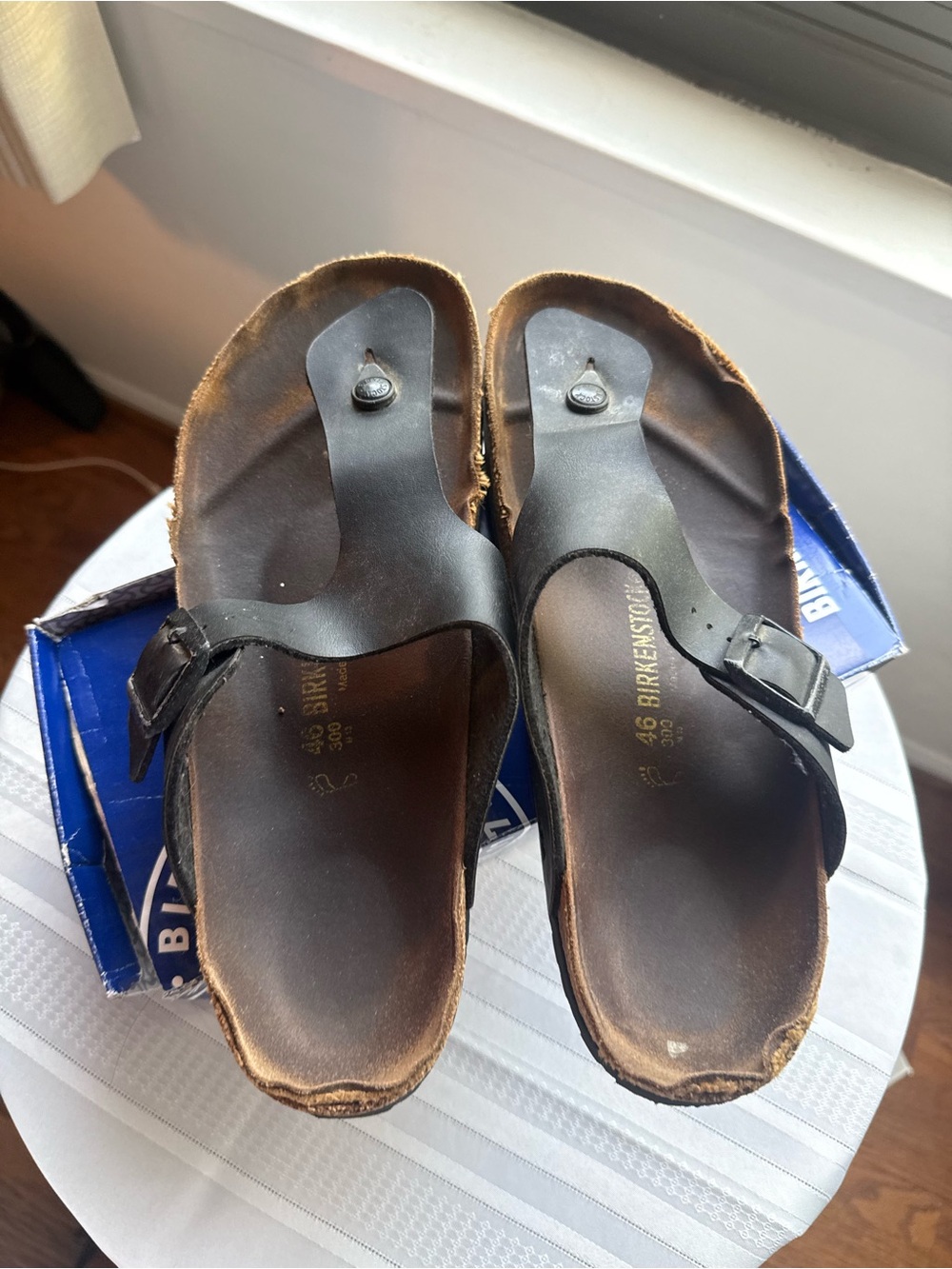 Birkenstock Black/Brown Gizeh Men's Leather Thong Sandals